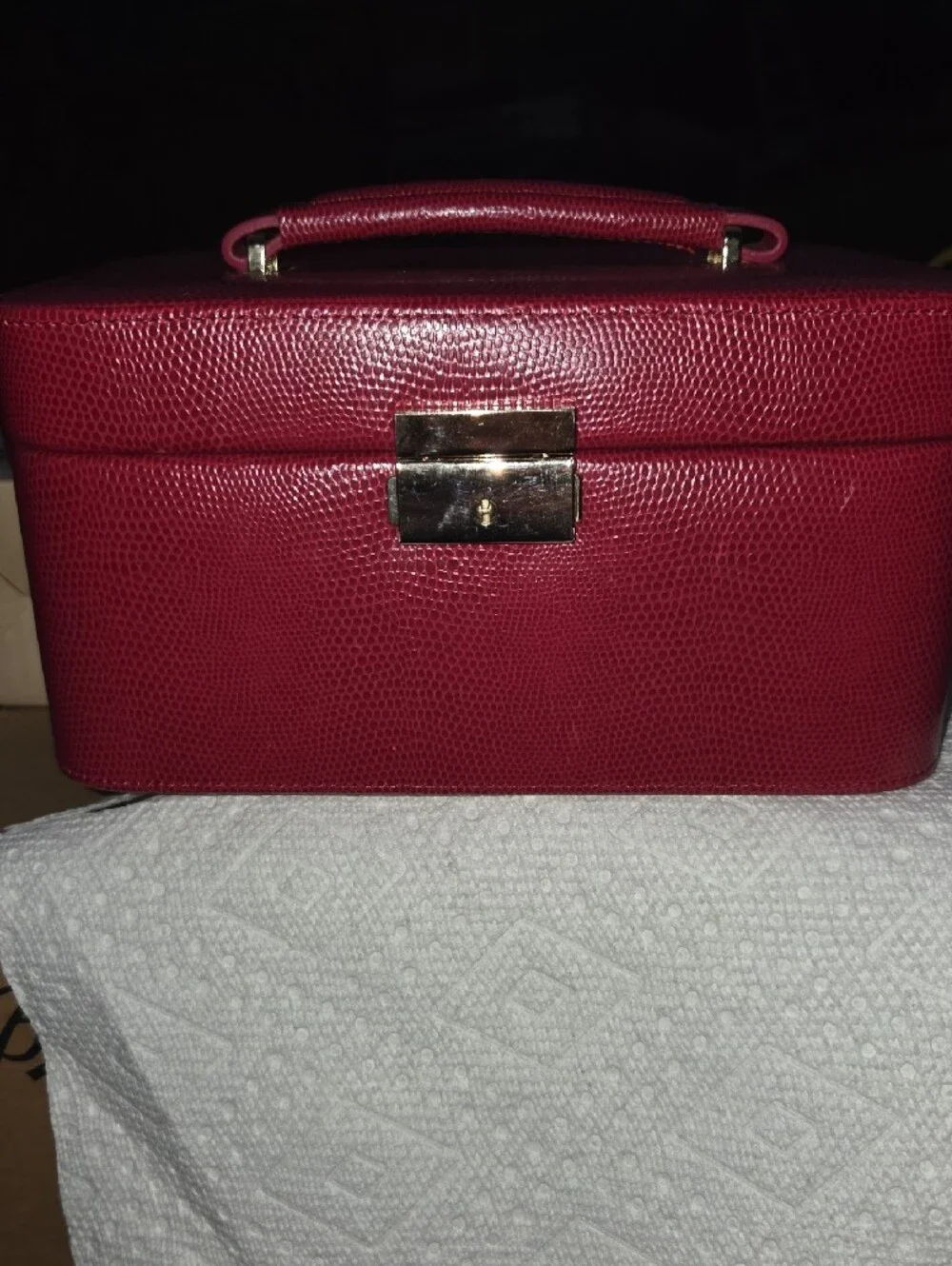 Bey-Berk Red Lizard Leather Jewelry Box